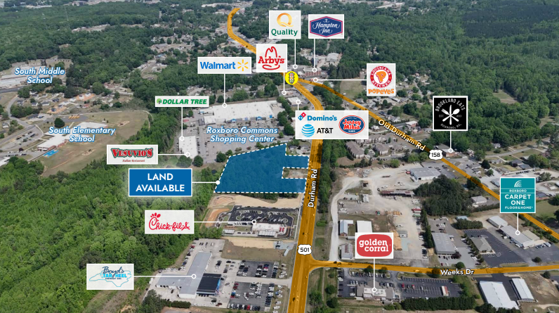Roxboro Retail Development aerial